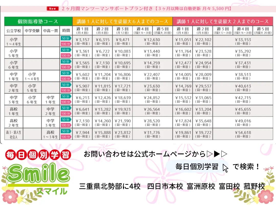 リーズナブルなお月謝で毎日通える‼️